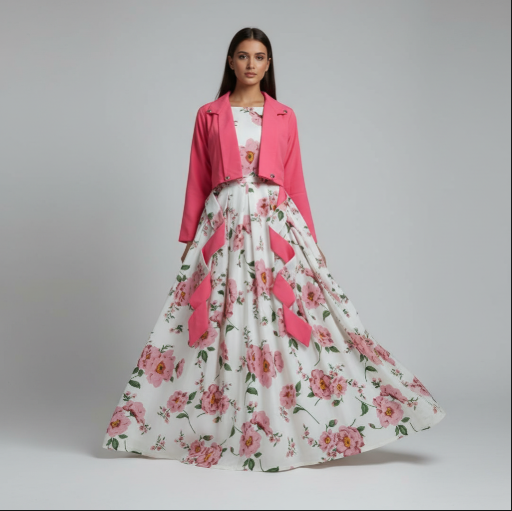 Winter Festival Digital Sleeve'less Maxi With Koti ❤️